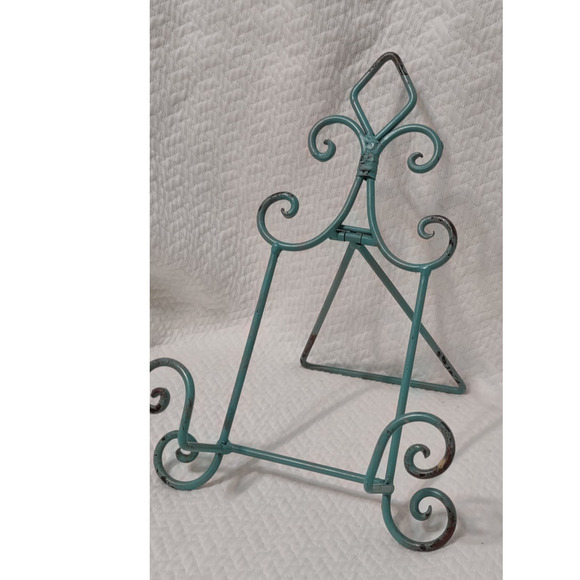 Vintage decorative Teal Blue Metal Easel Stand - Picture 3 of 4